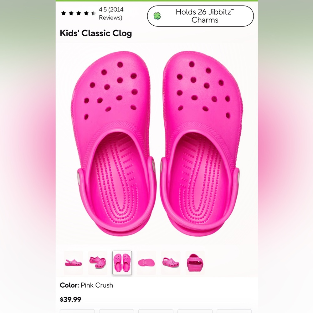 Brand New/Tags Attached! Big Kids Crocs-Pink Crush-Size J5